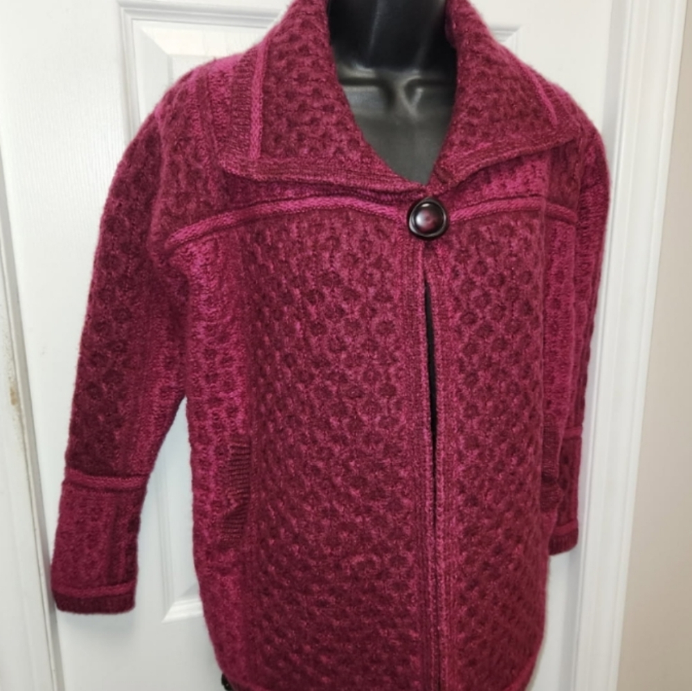 Aran Crafts Burgundy Cardigan